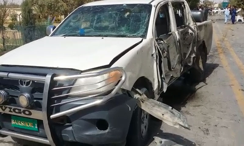 پشین بائی پاس پر دھماکہ کا نشانہ بننے والی گاڑی