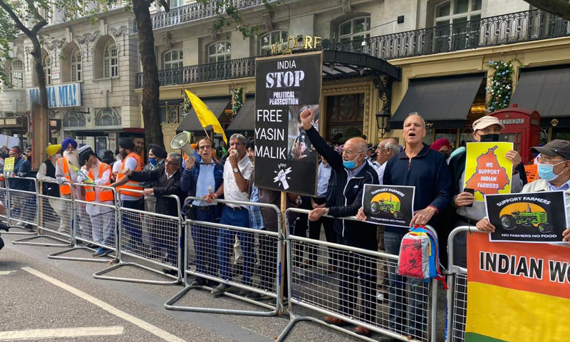 لندن: بھارت کیخلاف کشمیریوں اور سکھوں سمیت دیگر اقلیتوں کے مظاہرے